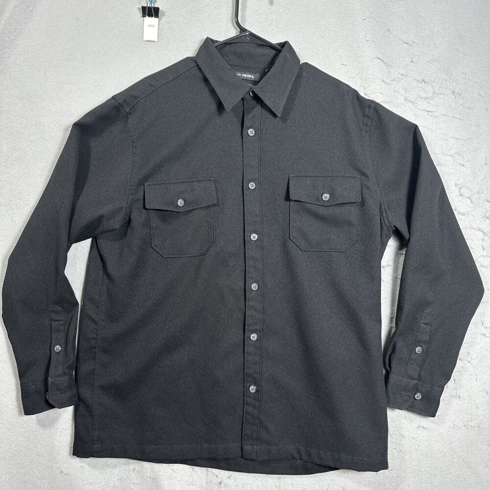 John Henry City Dressing Button Front Mens Size XL Black - Picture 1 of 10